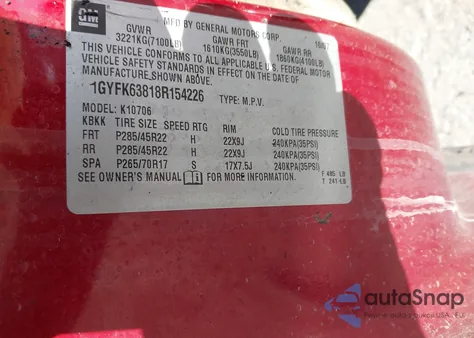 2008 Cadillac Escalade Standard from USA, damaged, VIN 1GYFK63818R154226